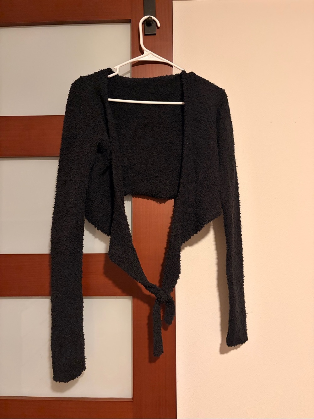 SKIMS Cozy Black Tie-Front Sweater